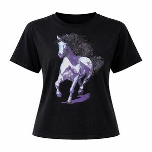 Le De Black Embellished Horse Graphic T-Shirt Size M
